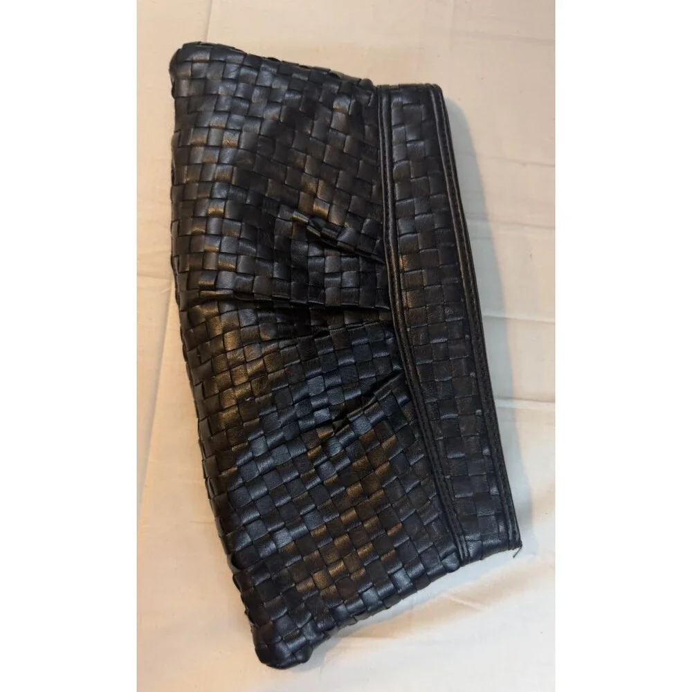🖤👜 Women's Black Solid Rectangle Clutch Bag | Shoulder Strap | Black Lined